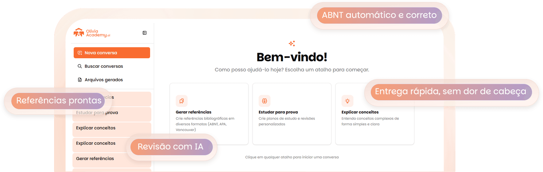 Plataforma Olivia Academy em ação